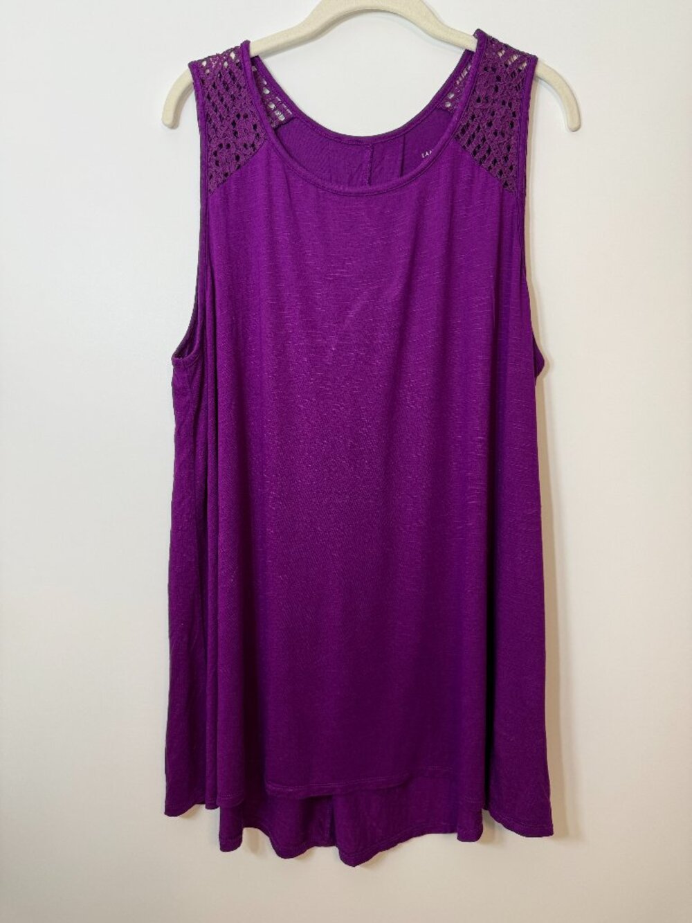 Lane Bryant Tank Top Womens Plus 18/20 Magenta Purple Boho Crochet Swing Style